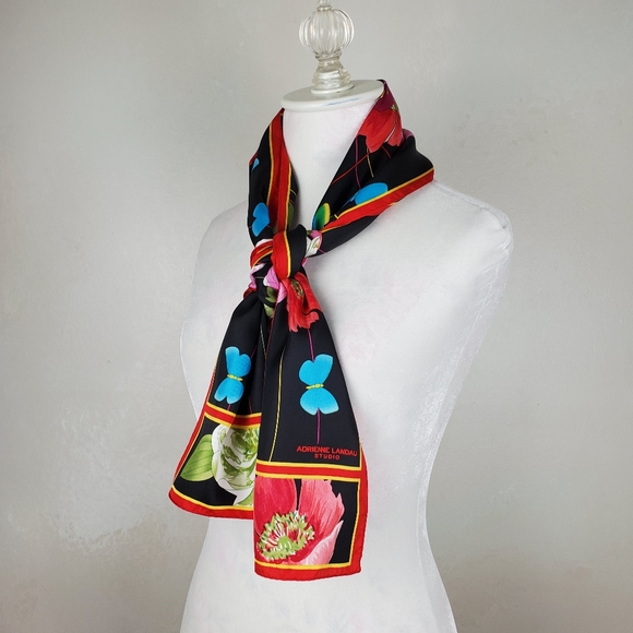 Adrienne Landau Silk Butterfly Floral Scarf - Picture 10 of 10